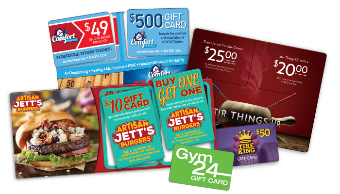 Gift Cards, Standard and Mid-Size Plastic Postcards