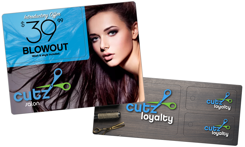 Hair Salon Acclaim postcard and loyalty card