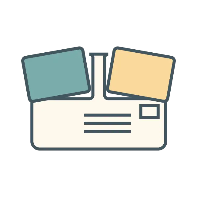 Icon of an AcclaimMailer™ plastic postcard with two breakoff cards