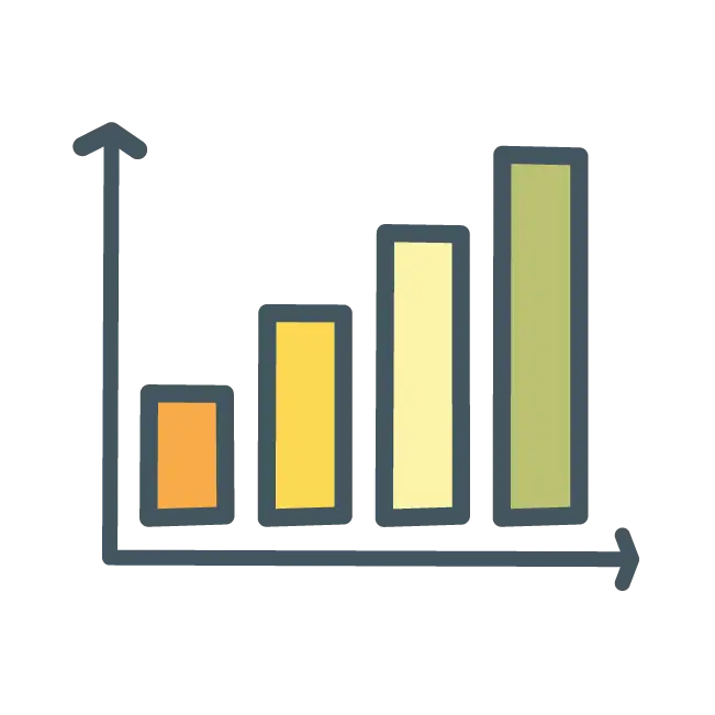 Icon of a bar graph to show campaign performance